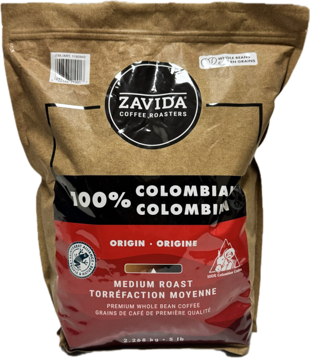 Кава Zavida Colombian 100% Велика упаковка "Колумбія 100%"Обсмаження Середнє 2,268кг